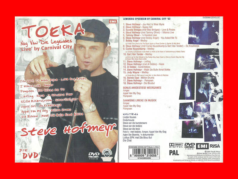 DVD - Steve Hofmeyer  Toeka - 'Live' by Carnival City