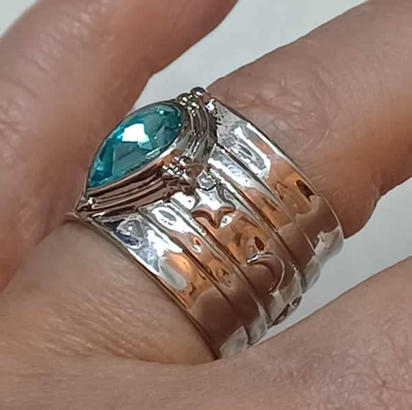 Broad Dress Ring With Imitation Gemstone.