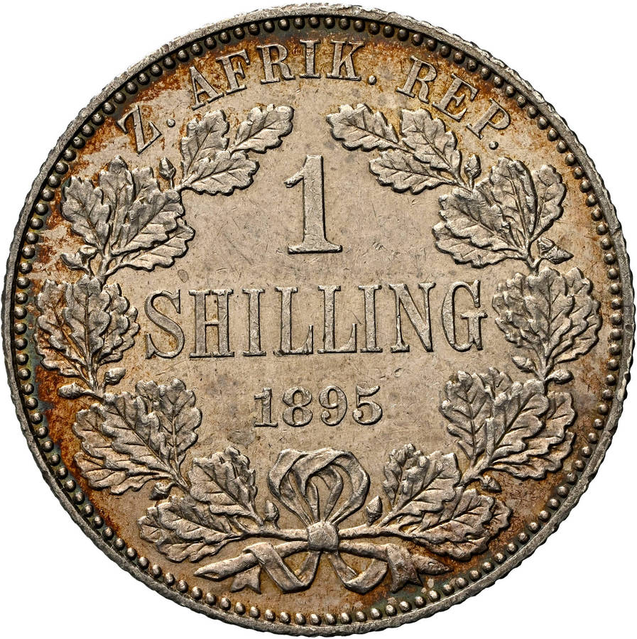 ZAR Paul Kruger 1895 one shilling silver coin - NGC graded AU58
