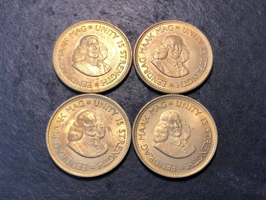 Lot of 4 High grade 1964 South African 1/2 cent coins