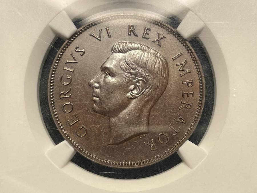 Extremely rare 1945 SA Union proof 1 penny graded PF65BN at NGC - Only 150 Minted - Only 7 Higher