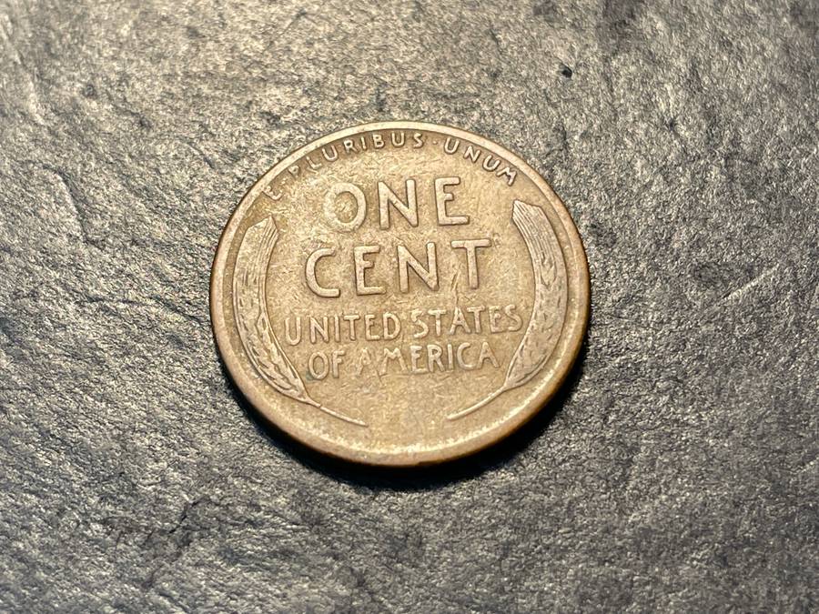 1920 San Francisco Mint American 1 cent (Wheat penny) with severe planchet lamination error
