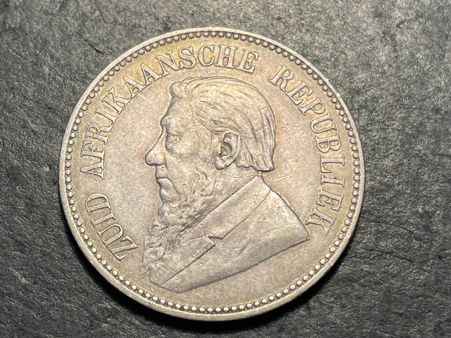 ZAR Silver 1896 Half-crown (2/6-) coin - President Kruger issue - Only 284,760 minted - Lot 1 of 2