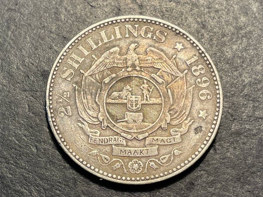 ZAR Silver 1896 Half-crown (2/6-) coin - President Kruger issue - Only 284,760 minted - Lot 2 of 2