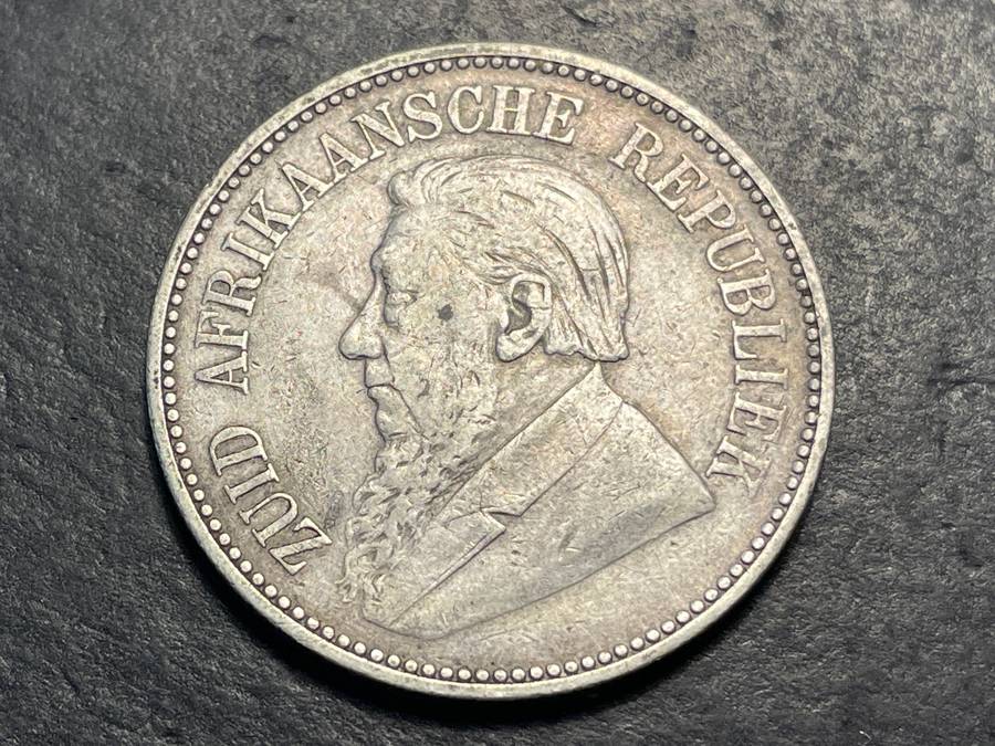 ZAR Silver 1896 Half-crown (2/6-) coin - President Kruger issue - Only 284,760 minted - Lot 2 of 2