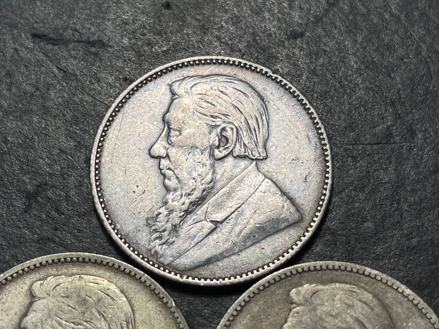 Lot of 3x Rare Silver 1894 ZAR 1 shilling coins - Only 366,000 minted