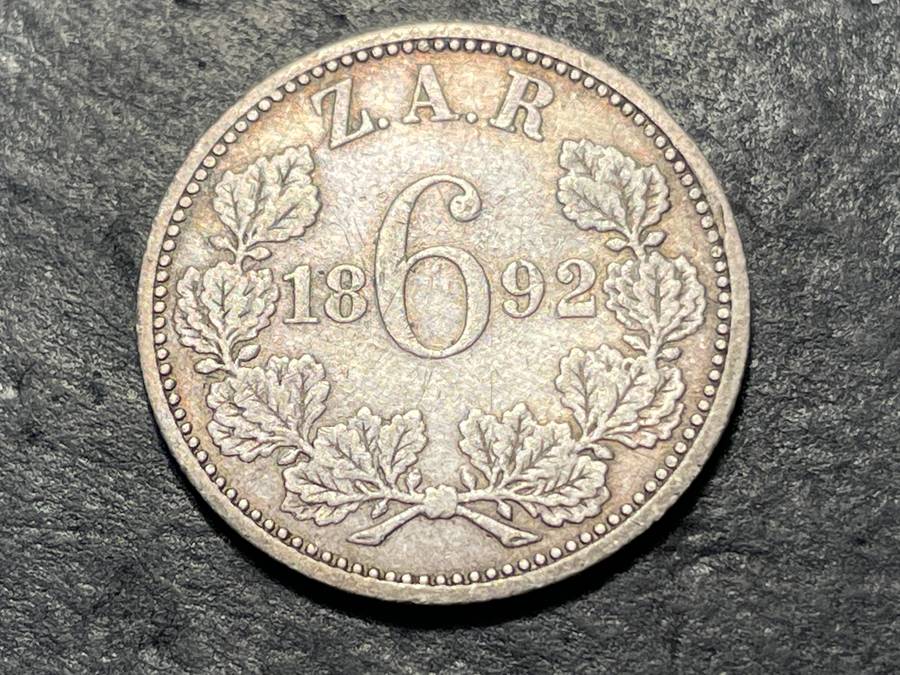 ZAR Silver 1892 Sixpence (6d) coin - President Kruger issue - Lot 2 of 2