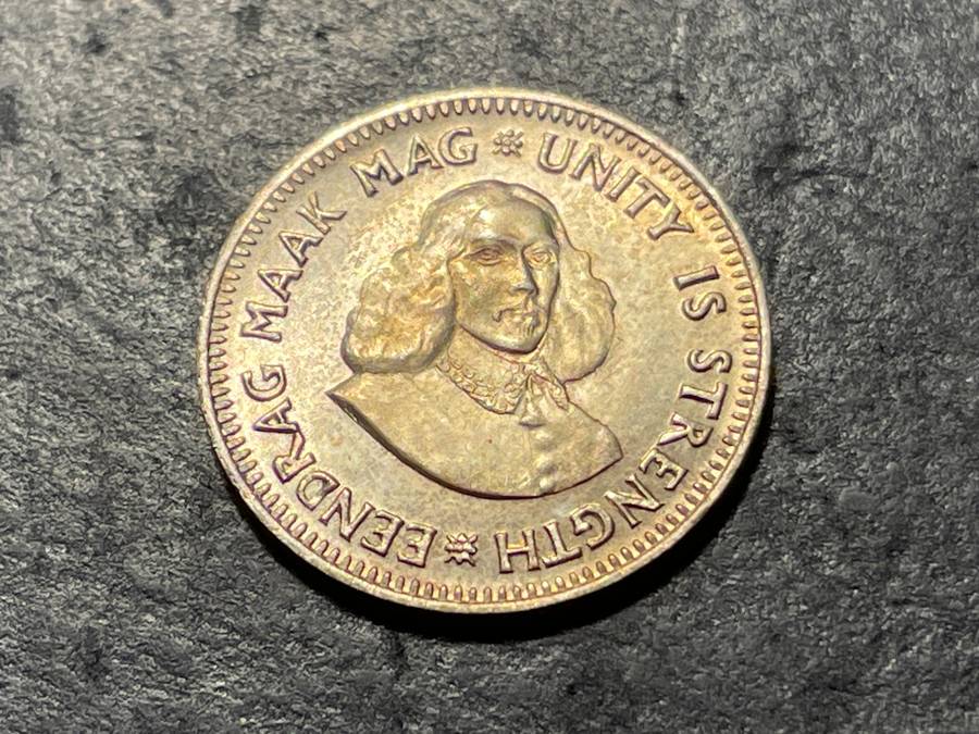 Perfect Uncirculated 1961 Silver South African 2 1/2 cent coin