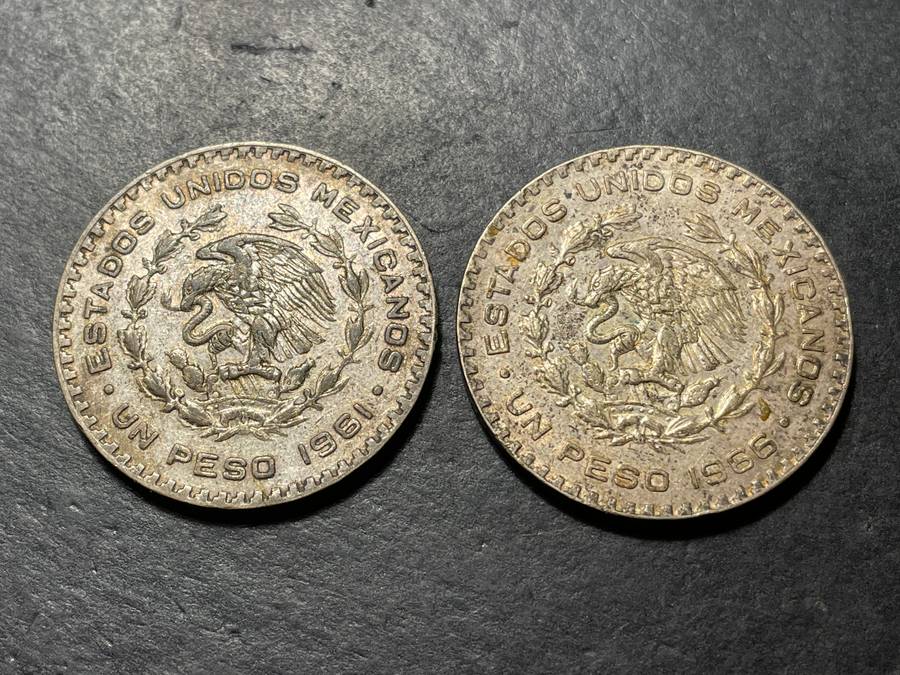 Large Mexican Silver 1 peso coin from the 1960s | Only 2 available