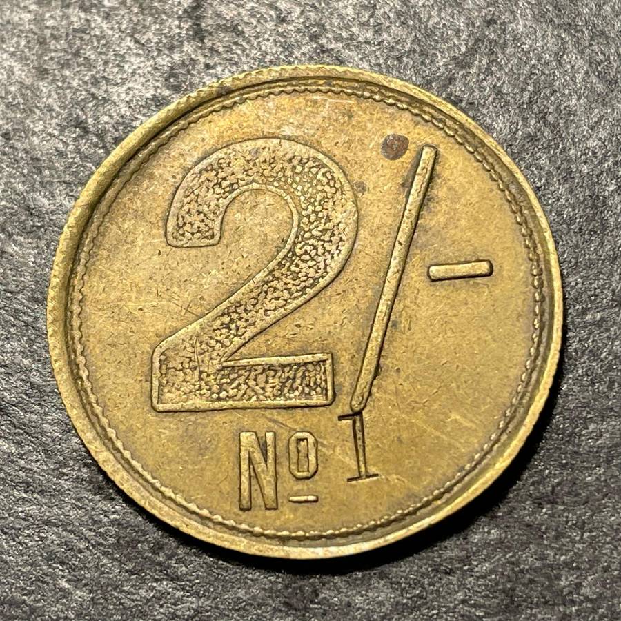 1920s OG & Co South African two shilling brass token - Good condition