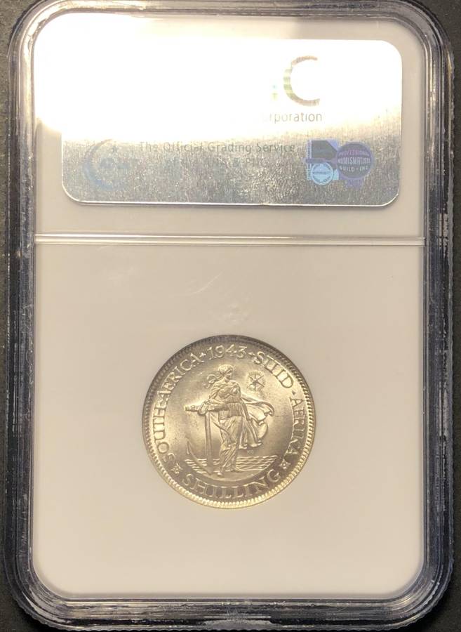 Beautiful 1943 Union silver shilling coin graded MS63 by NGC