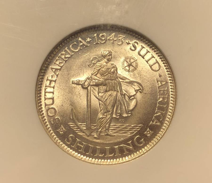 Beautiful 1943 Union silver shilling coin graded MS63 by NGC