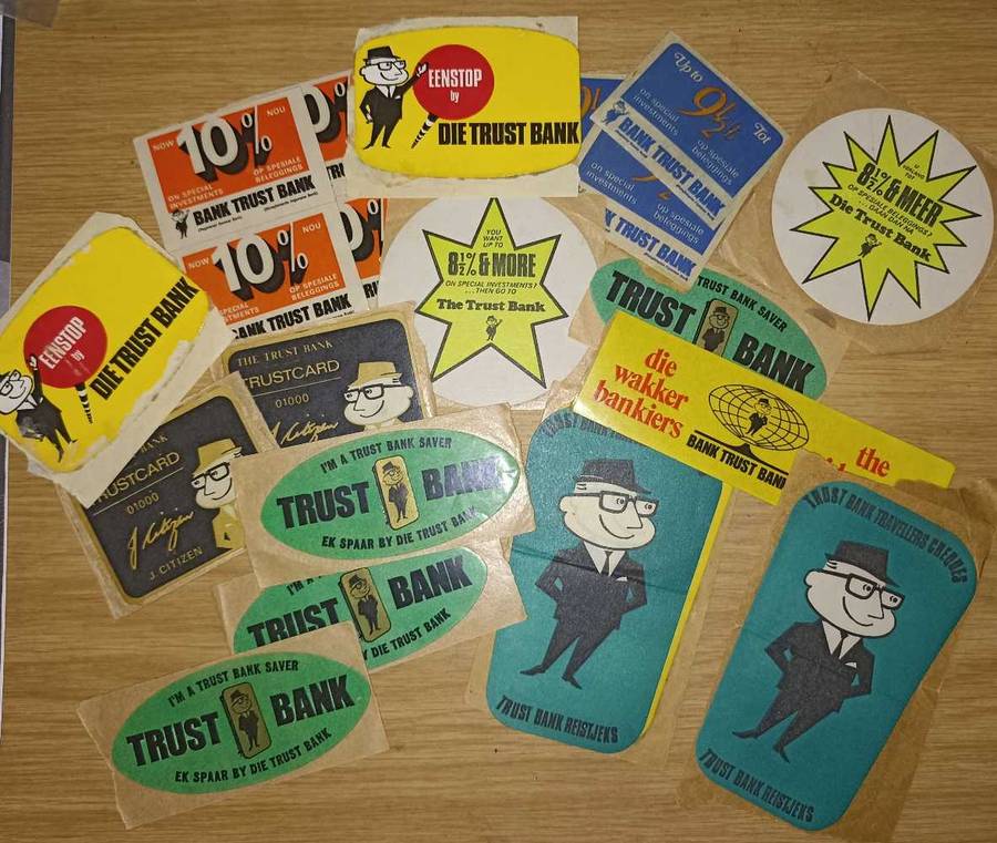 19 Vintage Stickers - Trust Bank