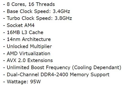 Amd Ryzen 7  1700X - Gaming Desktop Processor -  Good Condition - Warranty