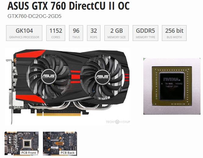 ASUS GTX 760 2GB DIRECT CU II OC ** GAMING GRAPHICS CARD ** GOOD CONDITION ** WARRANTY **