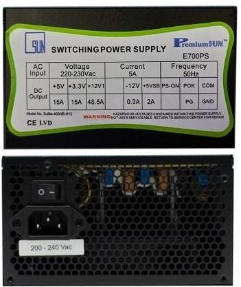 PREMIUM SUN E700PS ** 700W GAMING POWER SUPPLY ** WARRANTY ** GOOD CONDITION **
