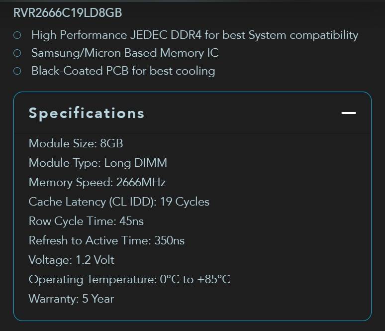 ROGUEWARE DDR4 8GB 2666MHZ ** DESKTOP RAM ** GOOD CONDITION ** WARRANTY **