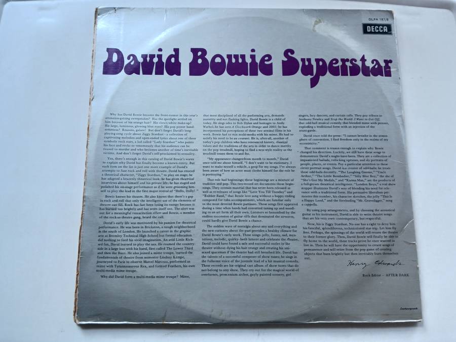 David Bowie -  Superstar  ( Scarce 1973 SA released 2 X vinyl LP )