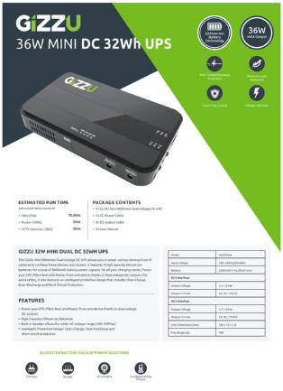 Gizzu Gudp36W Mini Ups