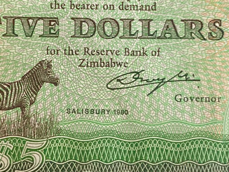 Zimbabwe 1980 $5 P2a Salisbury RARE