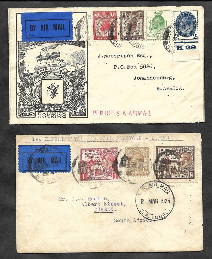 FIRST AND EXPERIMENTAL  SOUTH AFRICAN AIRMAIL COVERS