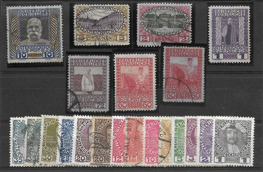 AUSTRIA 1908  SG189 A/B - SG 206 Complete Set   C/V R3 680-00 MH& Fine Used