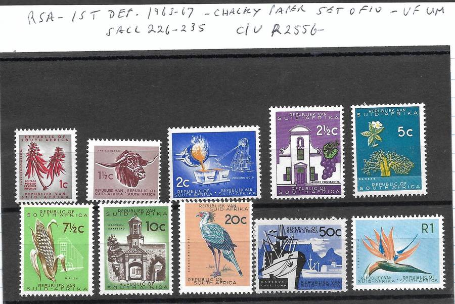 RSA 1st DEFINITIVE CHALK SURFACED PAPER SACC 226-235 MNH(**)