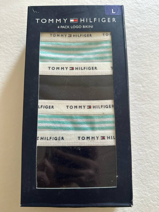 100 Original Tommy Hilfiger LOGO Bikini Underware Pack of 4 - Size L