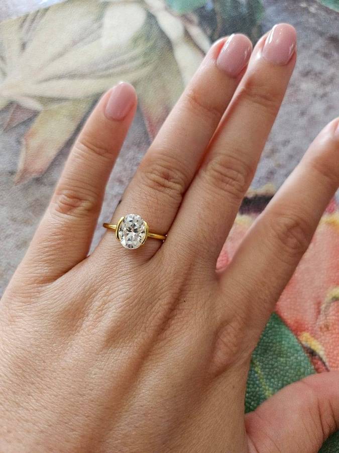 2CT Moissanite Ring - Silver with Gold Plated