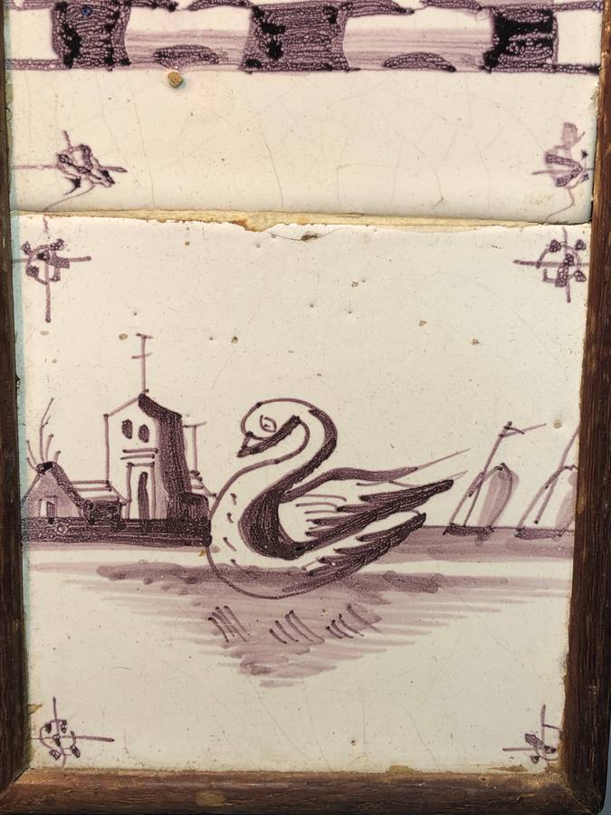 Framed Set Of Four 18th Century Dutch Delft Tiles