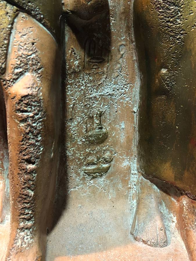 Large Souvenir Egyptian Terracota Statue Menkaure and His Queen