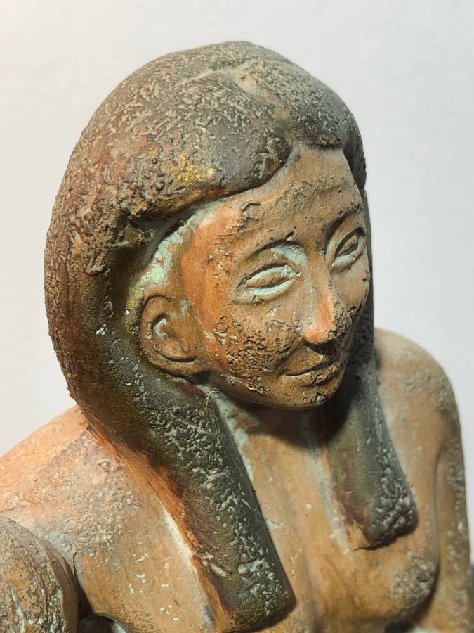 Large Souvenir Egyptian Terracota Statue Menkaure and His Queen