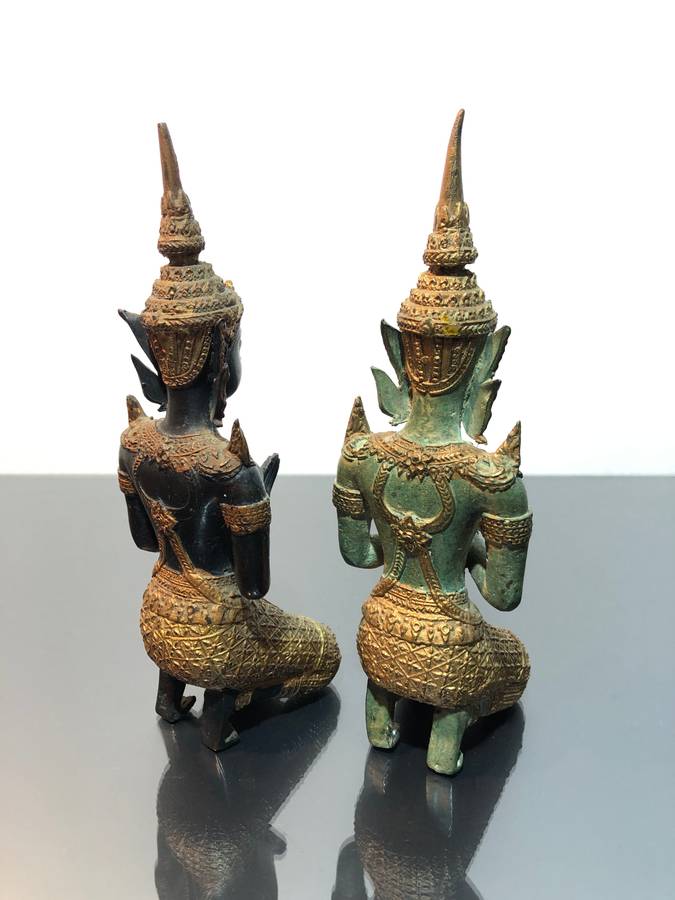 A Pair of Thai Bronze Thepphanom Figurines