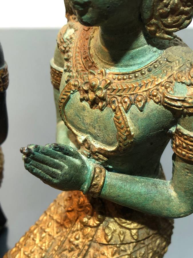A Pair of Thai Bronze Thepphanom Figurines