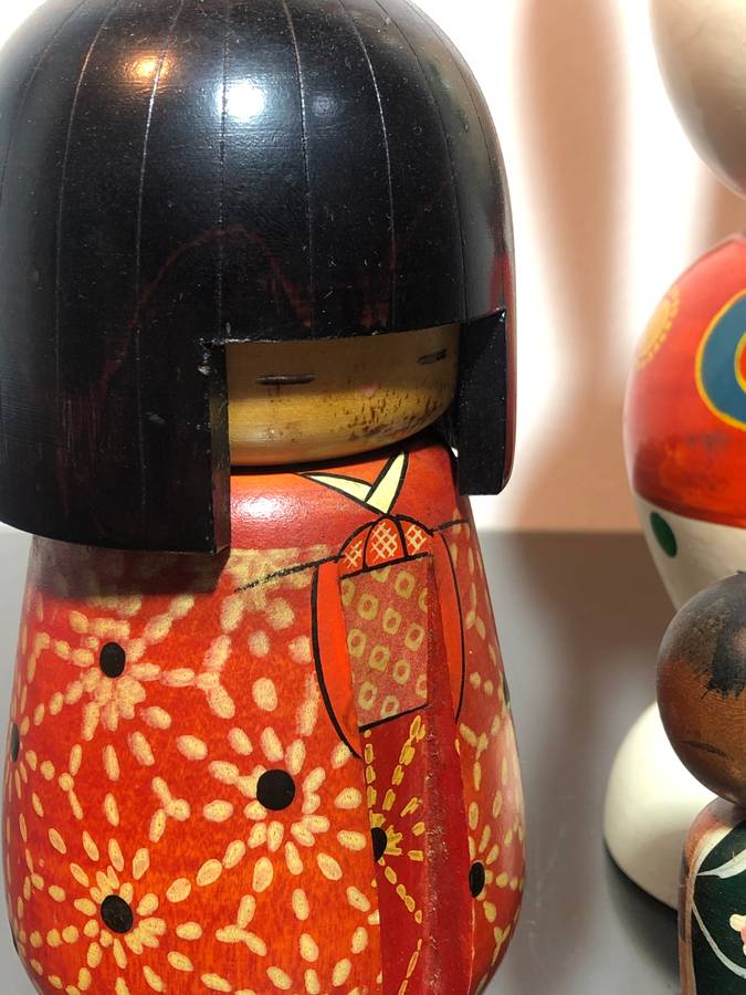 Three Japanese Kokeshi Dolls