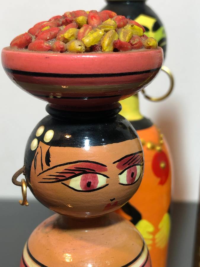 A Set of Mid Century Egyptian Wooden Folk Dolls