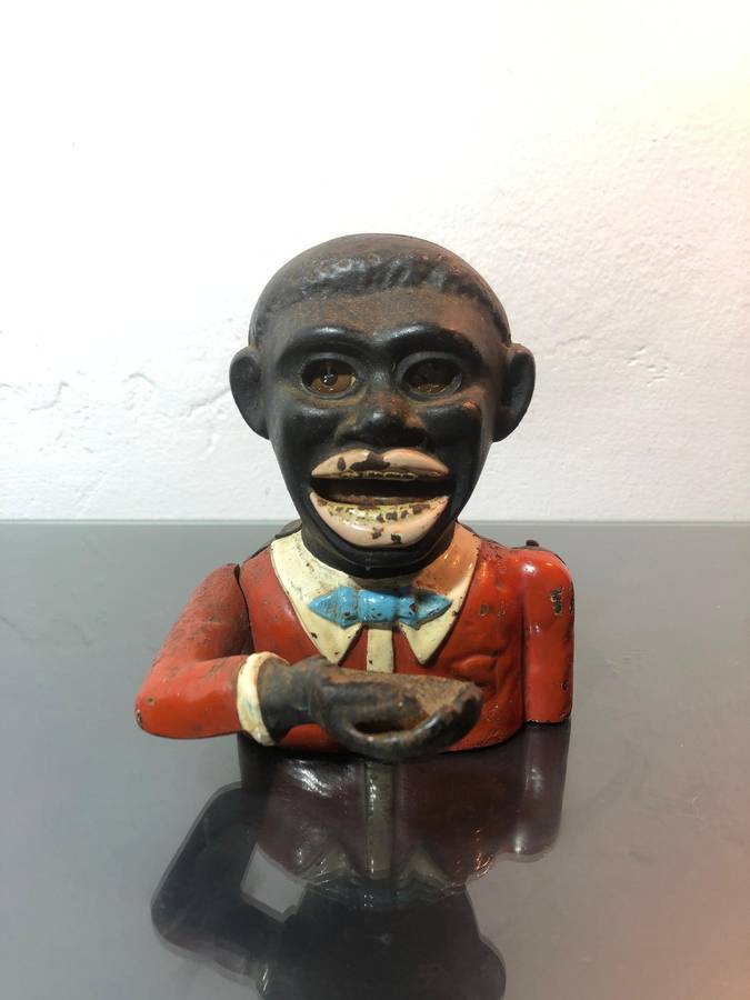 Antique Cast Iron Jolly Americana Money Bank