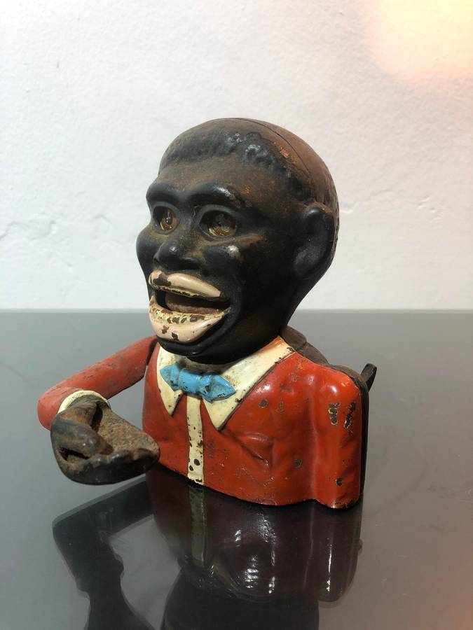 Antique Cast Iron Jolly Americana Money Bank