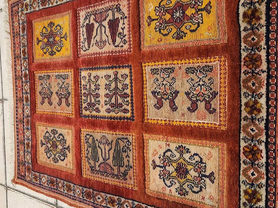 Vintage Hand Knotted Pure Wool Bakhtiari Persian Rug