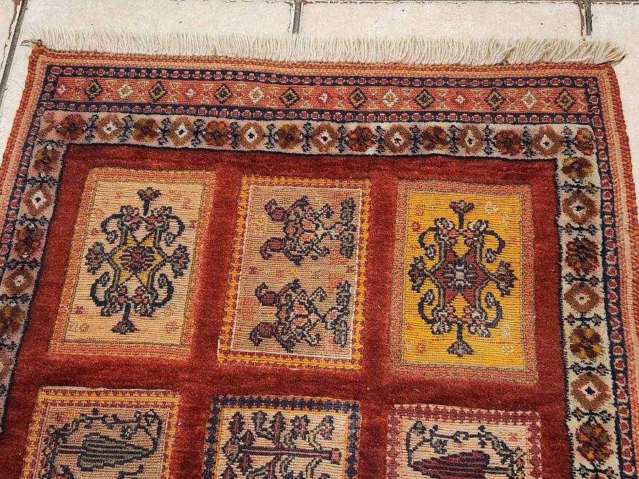 Vintage Hand Knotted Pure Wool Bakhtiari Persian Rug