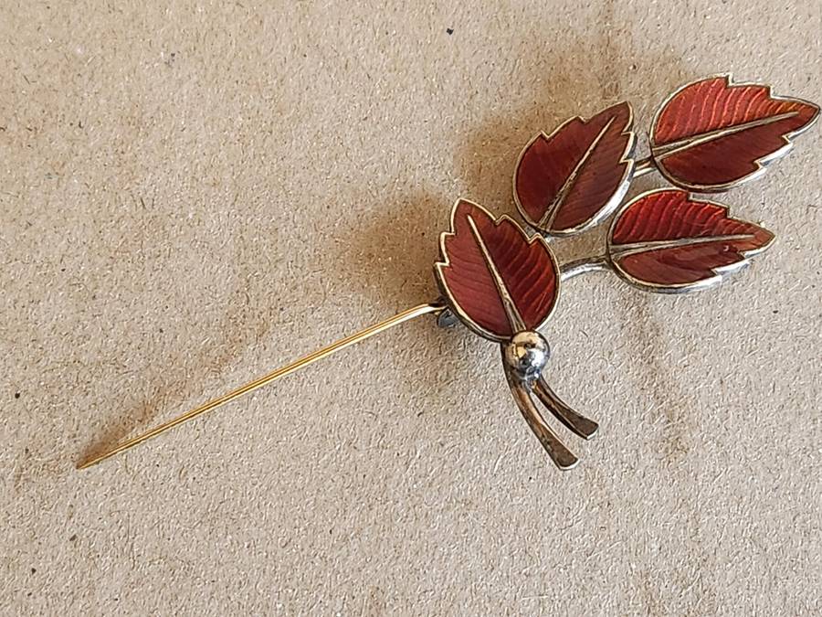 STERLING SILVER AND ENAMEL DENMARK BROOCH