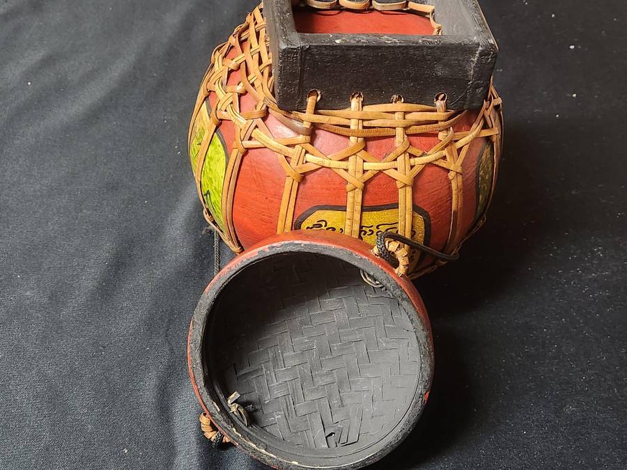 VINTAGE THAILAND BAMBOO RICE BUCKET 2 OF 2