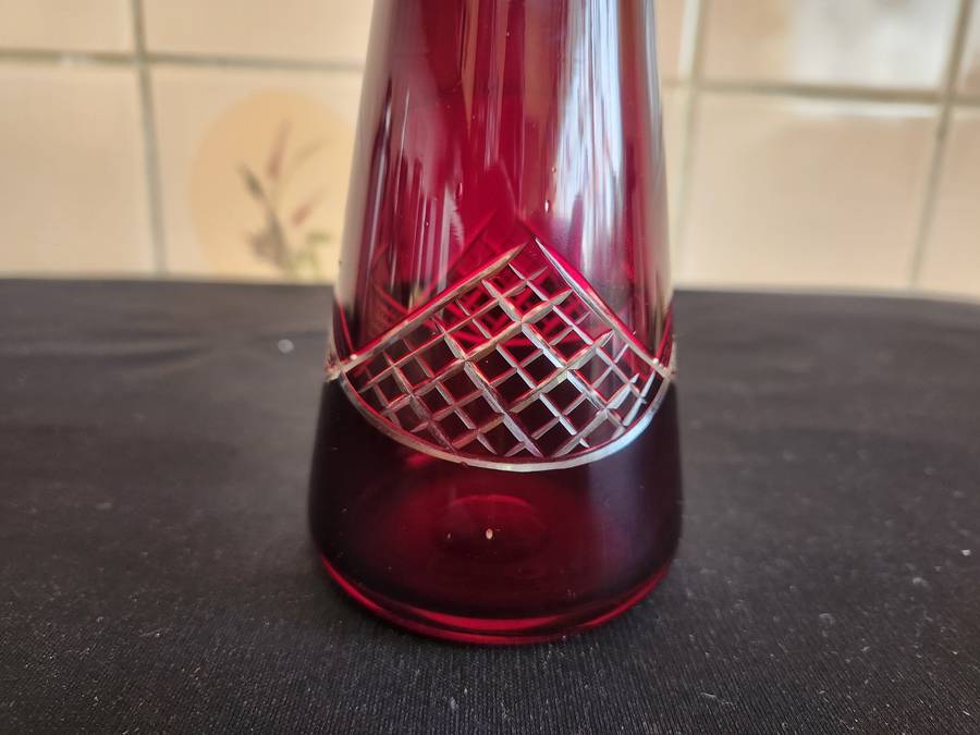 DARK AMETHYST BOHEMIAN CUT GLASS CRYSTAL DECANTER