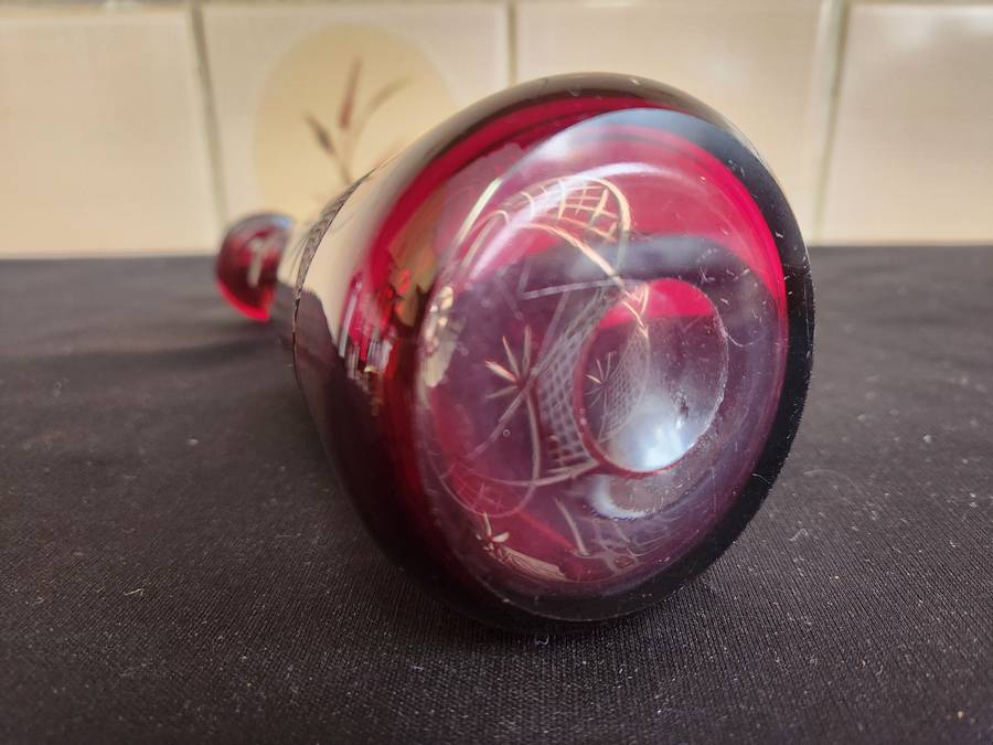 DARK AMETHYST BOHEMIAN CUT GLASS CRYSTAL DECANTER