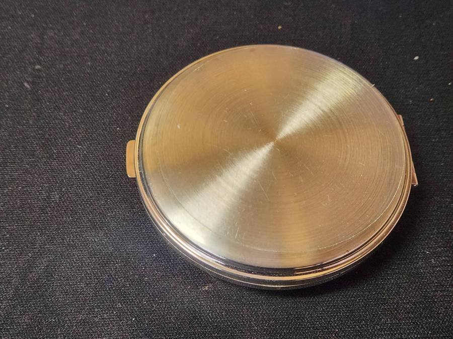 Vintage Nacon Silver Plate Enamel Floral Motif Powder Puff Compact