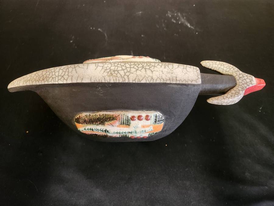 Unique Raku Fired Bull Figurine by Porcupine Ceramics