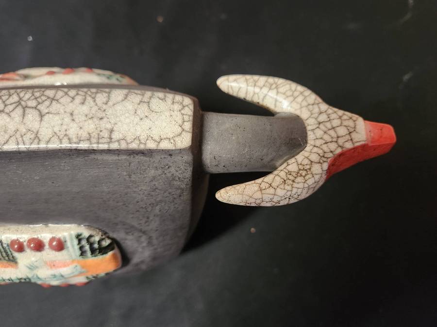 Unique Raku Fired Bull Figurine by Porcupine Ceramics