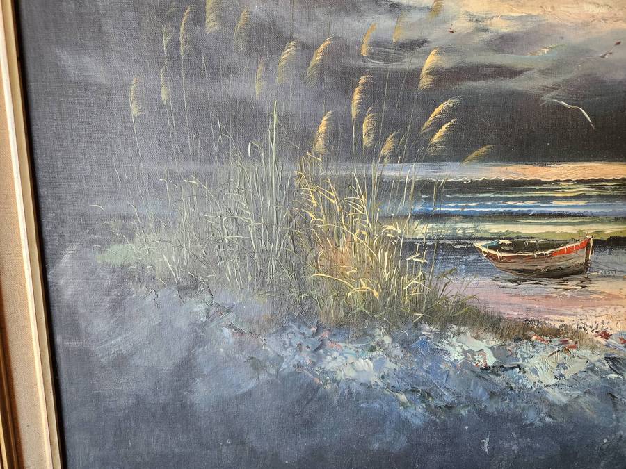 LARGE ORIGINAL OIL ON BOARD SEASCAPE BY H GAILEY