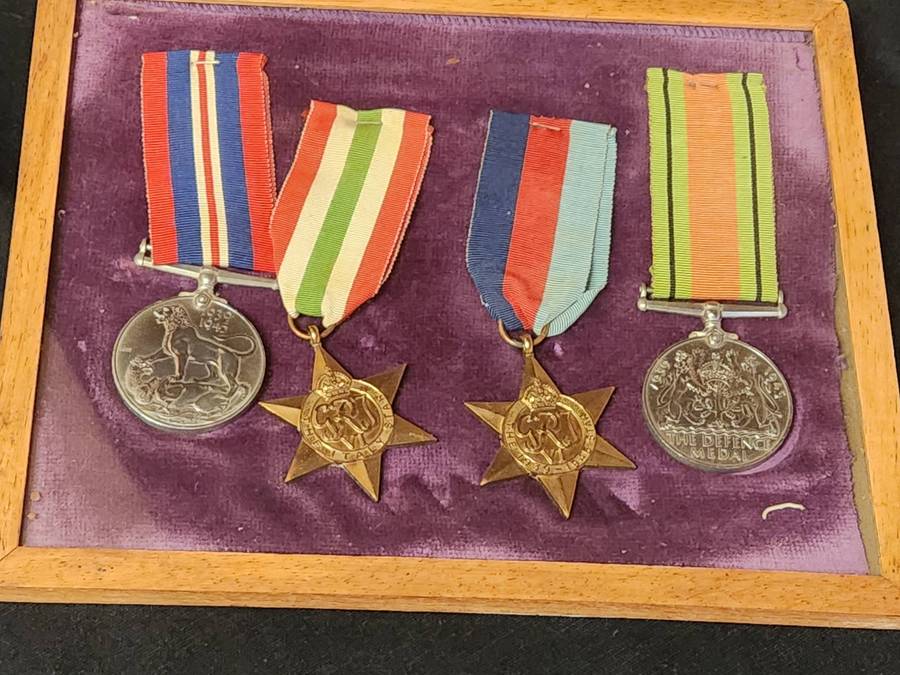 FRAMED SET OF FOUR WORLD WAR 2 MEDALS