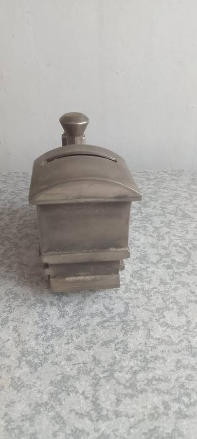 Vintage Silver Metal Train Money Box